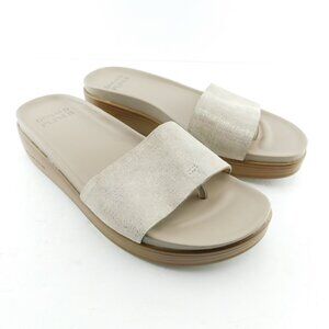 DONALD PLINER Gold/Silver Tone Leather Slide Thong Sandals 8.5